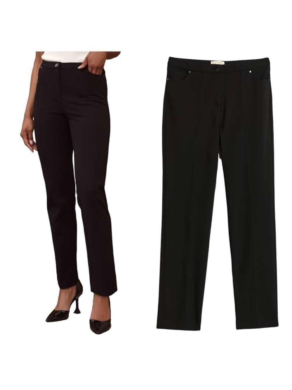 Laura Petites Signature Fit Straight Leg Comfort Stretch Black Pants